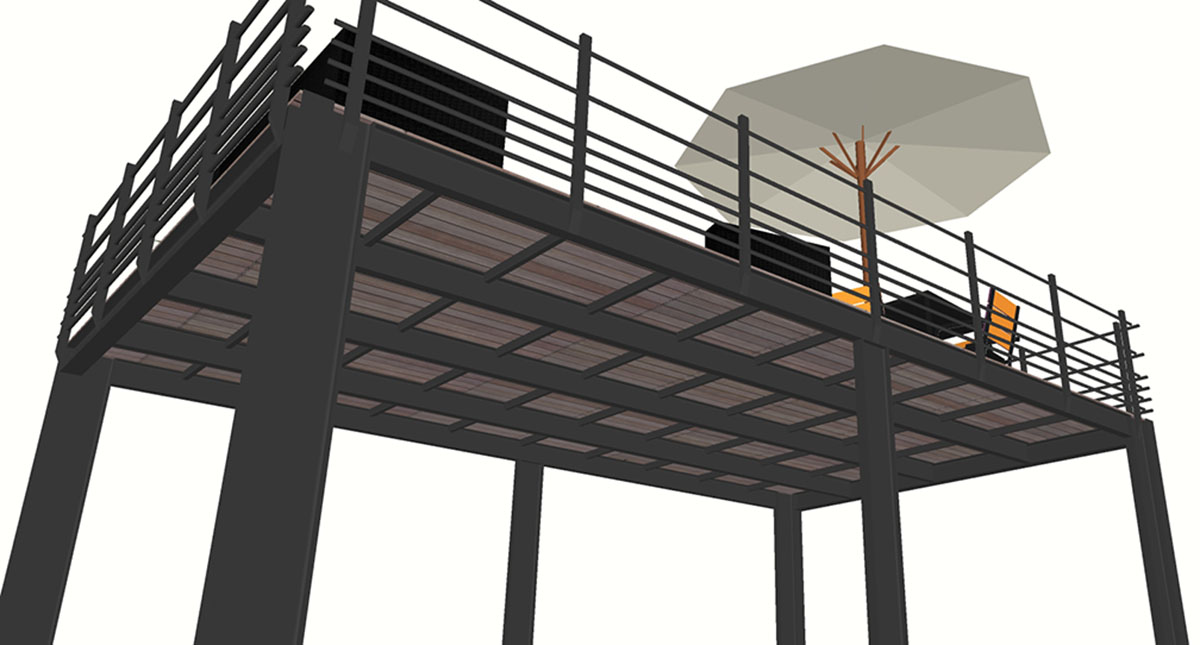 Terrasse sur pilotis surmesure avec poteaux en acier Metablok — free download